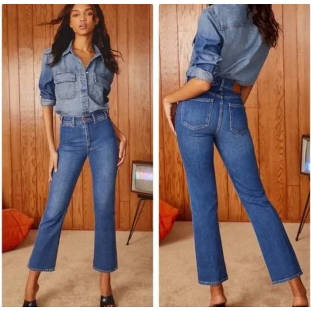 Denim Forum Francoise High Rise Straight Jeans in Between The Sheets Wash 26